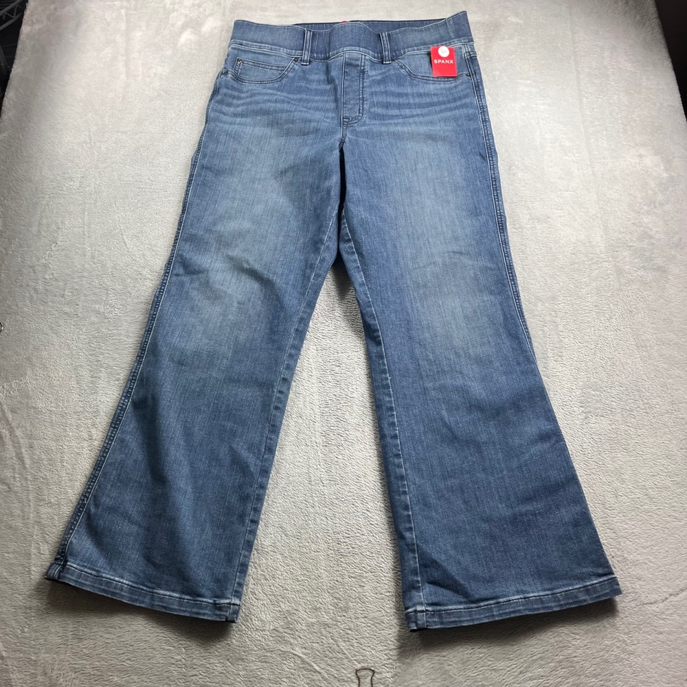 Spanx Denim Cropped Kick Flare Pants Vintage Indigo Blue 1X Tall 20541T NEW